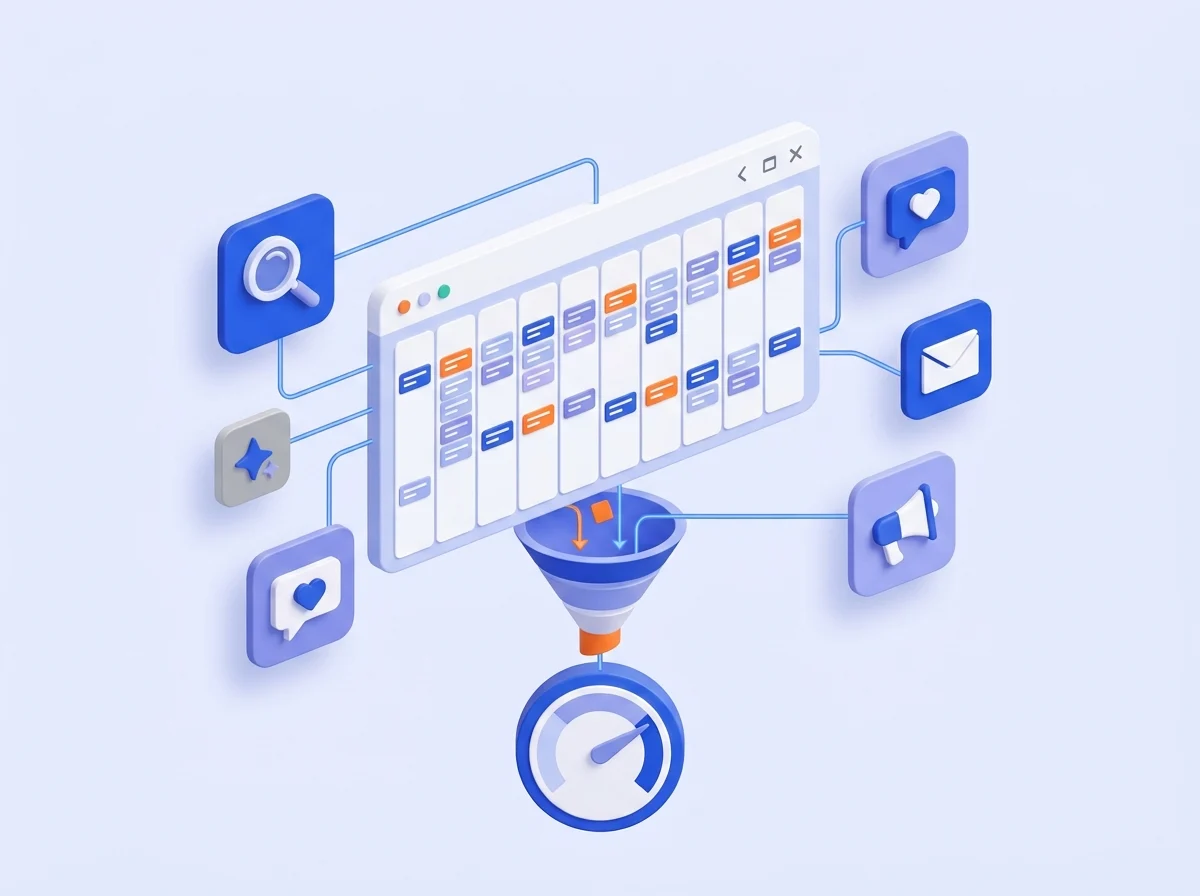 Plan de marketing anual con calendario de campañas, canales y ROAS