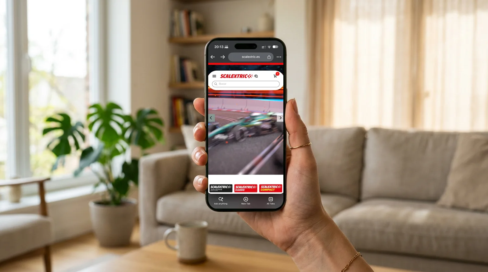 Tienda online de Scalextric en un iPhone